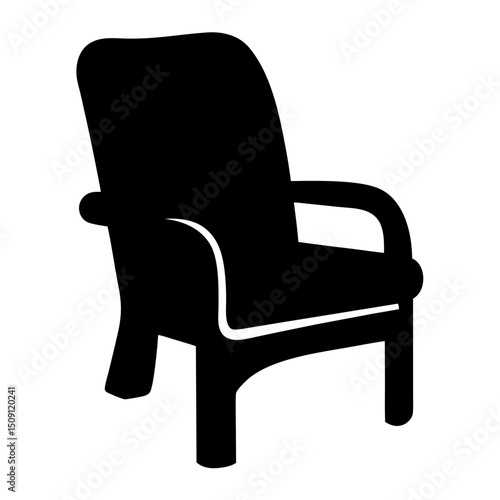 Black silhouette of a comfortable armchair suitable for relaxing indoors and outdoors