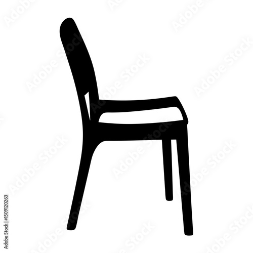 Simple black silhouette of a chair on a clean white background