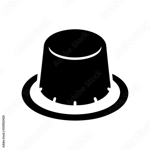 Simple stylized illustration of a top hat in black and white format