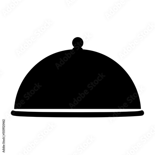 Elegant Black and White Cloche Serving Dome Silhouette Illustration Image