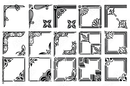 vector illustration of a set of decorative frame elements