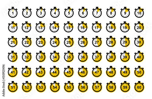 Stopwatch icon from 1 to 60