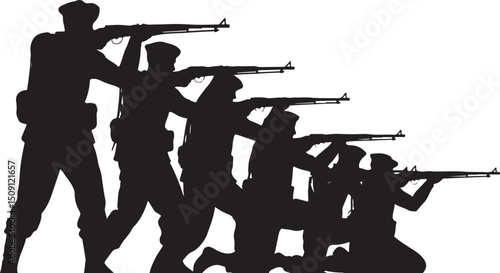Civil war soldier troop silhouette vector