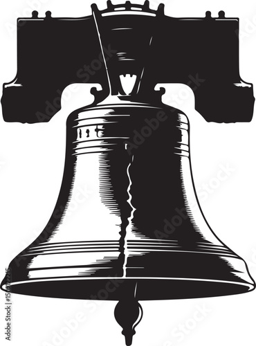Liberty bell silhouette icon. Clipart image isolated on white background