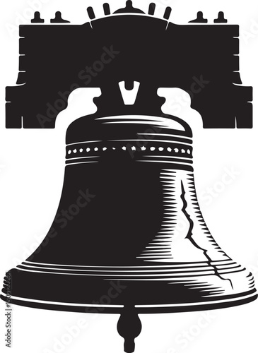 Liberty bell silhouette icon. Clipart image isolated on white background