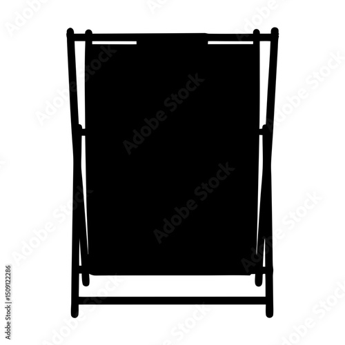 Black silhouette of a folding laundry basket or hamper on white background