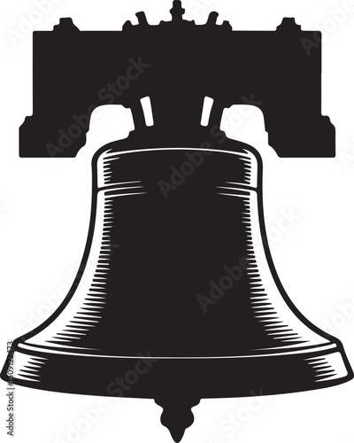 Liberty bell silhouette icon. Clipart image isolated on white background