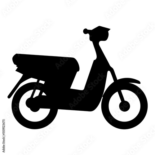 Black silhouette of a motor scooter against a plain white background