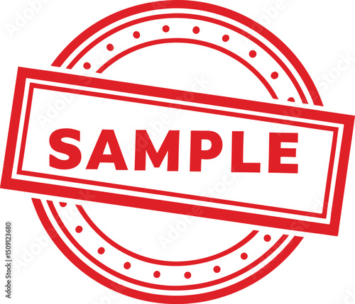 Red Sample Stamp Illustration:  A bold graphic element for design purposes, vector format.