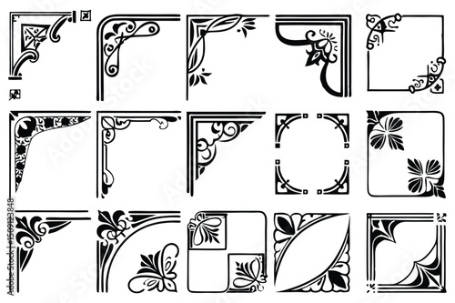 decorative frame corners vector design set silhouette 