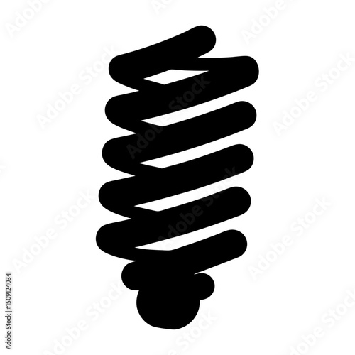 Black and white vector drawing of a metal compression spring illustration
