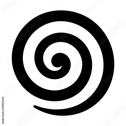 Striking black and white spiral creates a mesmerizing vortex illusion design graphic