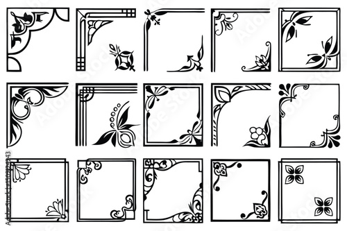 decorative frame vector design set silhouette 