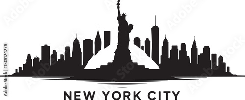 New York city skyline silhouette flat design, vector illustration