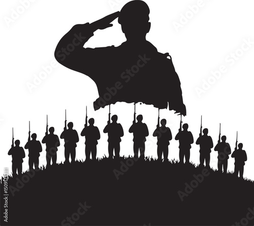 Silhouette of Azerbaijan soldier. Army day concept isolated on white background. Vector.