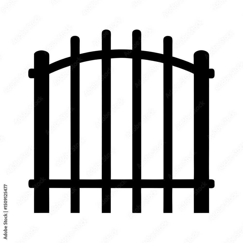 Naklejka premium Silhouette of a wooden garden fence with six vertical planks