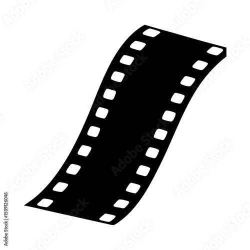 Black and White Illustration of a Waving 35mm Film Strip Image
