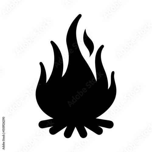 Silhouette of a bonfire with flames, perfect for campfires and outdoor events