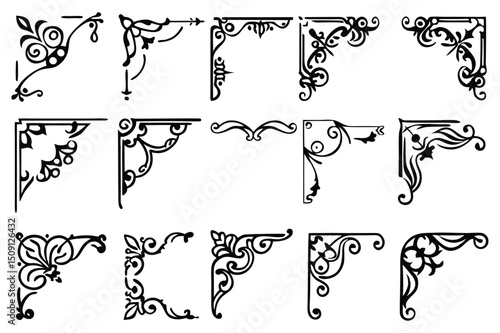 decorative frame corners vector design set silhouette 