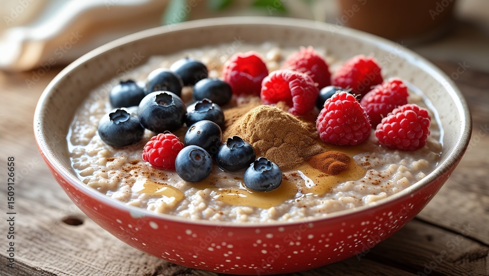 Colorful Breakfast Oatmeal: A Bowl of Goodness with Blueberries and Raspberries
Colorful Breakfast Oatmeal: A Bowl of Goodness with Blueberries and Raspberries