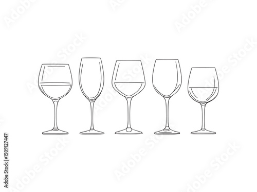 Wine Cup Line Art Illustration