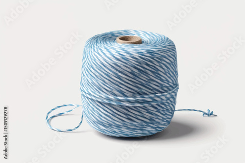 Blue striped cotton bakers twine spool isolated on transparent background