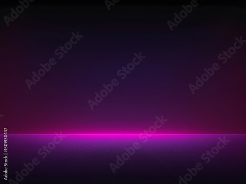 Futuristic Neon Ocean Horizon with Purple Waves and Glowing Light Effect – ai