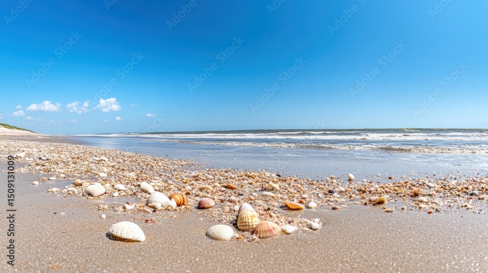 Seashells on a Sunny Beach: Coastal Serenity Seashells on a Sunny Beach: Coastal Serenity