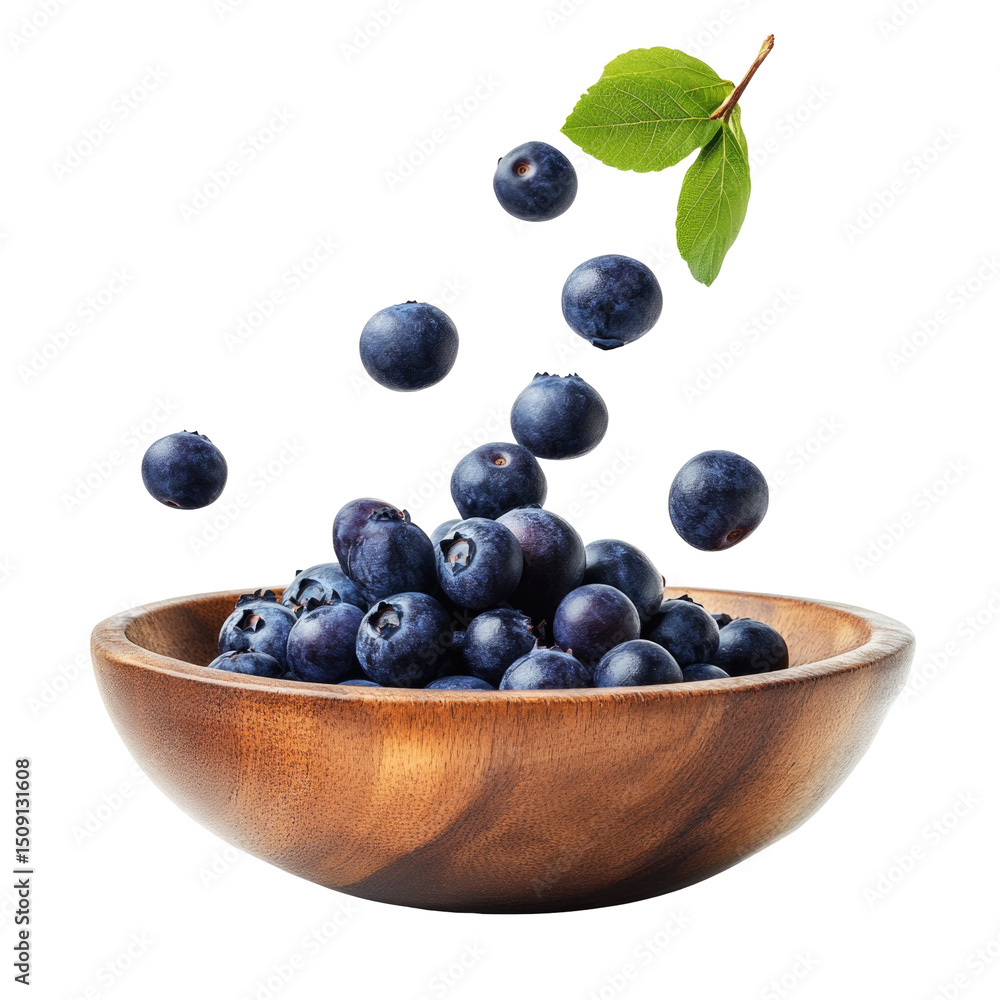 Blueberries In Wooden Plate And Berries isolated on a transparent background Blueberries In Wooden Plate And Berries isolated on a transparent background