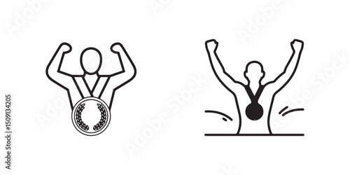 Celebrating Victory: Two triumphant athletes with medals.