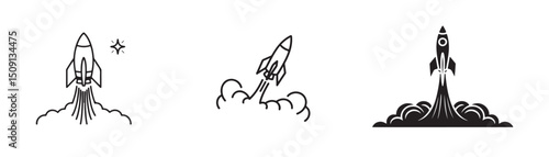 Three rocket launch icons illustrating upward momentum and innovation.