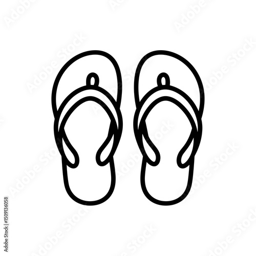 Flip flops monochrome icon in minimalist black and white. Concept: simplicity and summer vibes.
