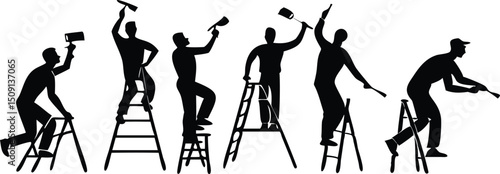 Step down silhouette design, clean cutout vector shape