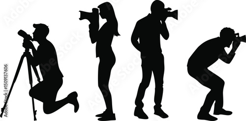 Photographers silhouette set step to down action poses