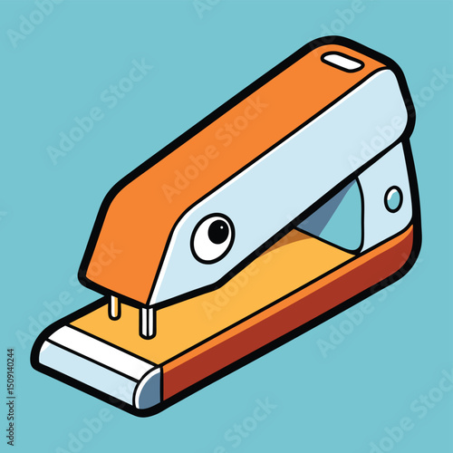 Office stapler with staple emerging ready for paper use