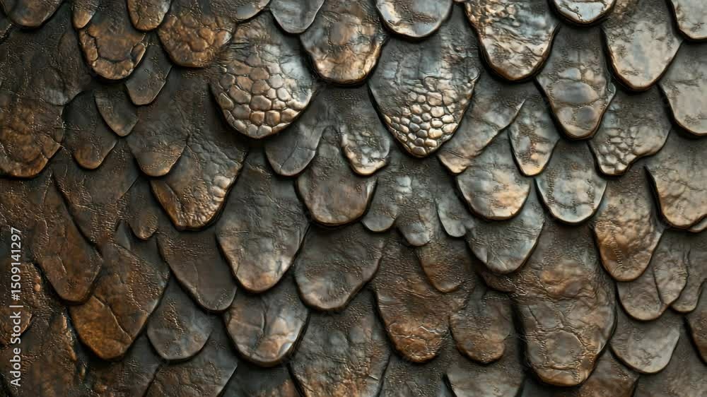 Texture of bronze or golden scales with various shapes