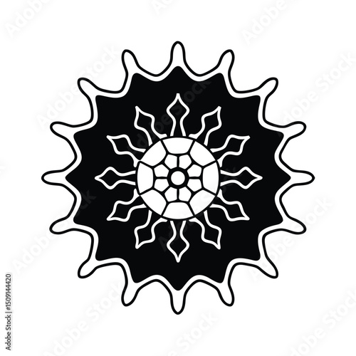 Intricate Paper Cut Virus on Colored Background