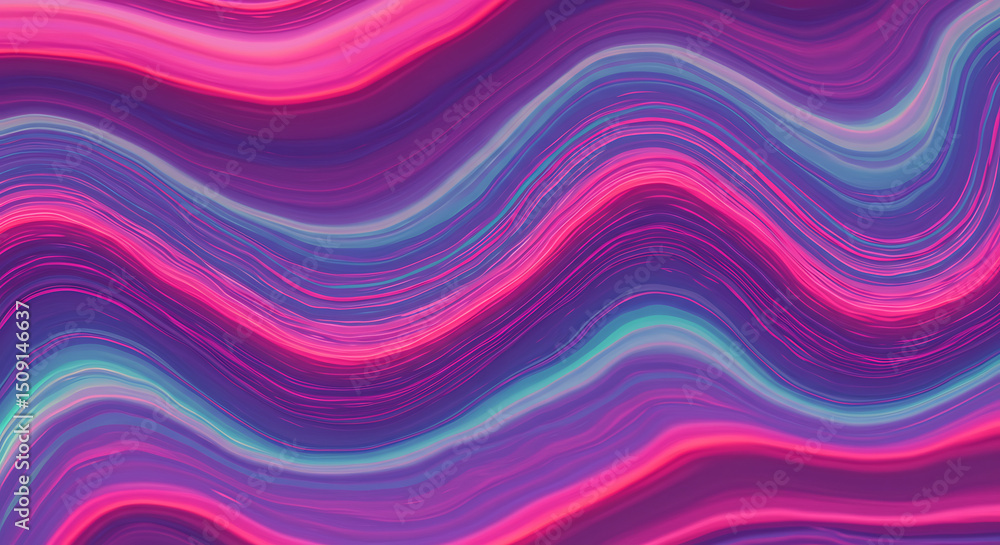 Fototapeta premium Abstract Swirling Pink Purple Blue Wave Lines Digital Art Background