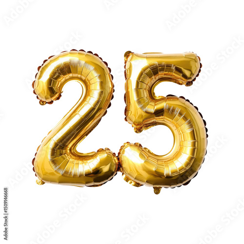 Shiny Golden Foil Balloons  isolated on a transparent background