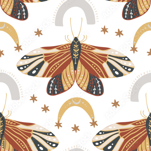A decorative Butterfly design showcasing a moth interspersed with twinkling stars