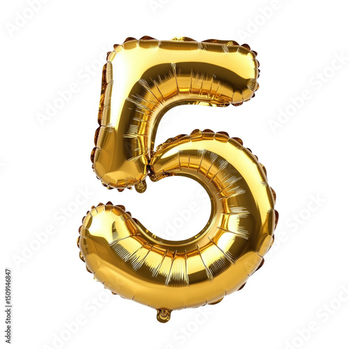 Shiny Golden Foil Balloons  isolated on a transparent background