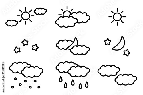 シンプルでかわいい天気のアイコンセット