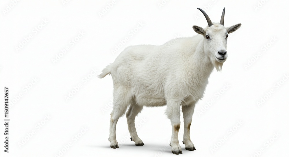 Obraz premium White Mountain Goat Standing on Isolated Background