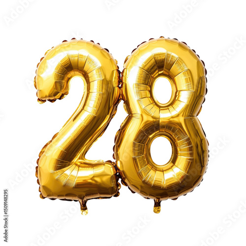 Shiny Golden Foil Balloons  isolated on a transparent background