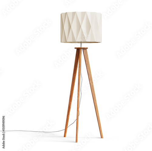 Quadro su tela Wooden tripod floor lamp isolated on transparent background