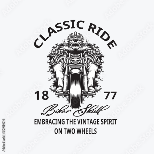 Skull Vintage Motorcycle T Shirt Design.Best Selling T Shirt Design.