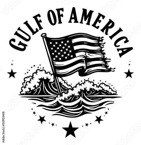 Gulf of America Oceanic Distressed Design Sea Foam Flag
