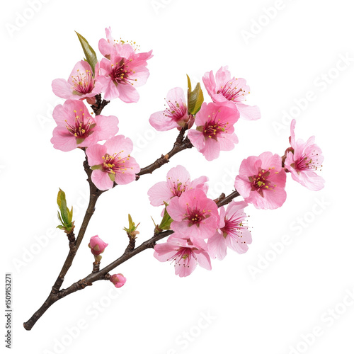 Pink Cherry Blossom Branch Back  isolated on a transparent background