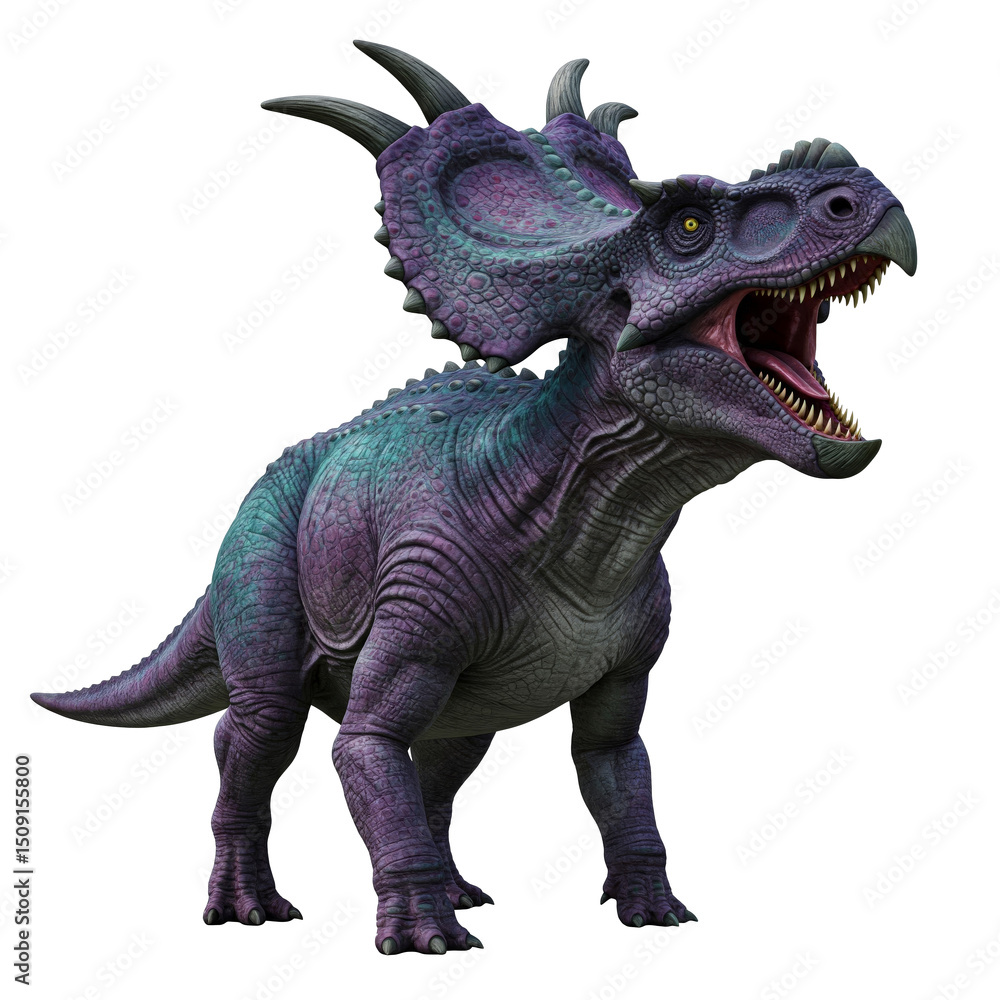 Fototapeta premium highly detailed predatory dinosaur growls isolated on transparent background