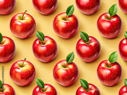 Vibrant Red Apples Pattern. Fresh and Healthy Design